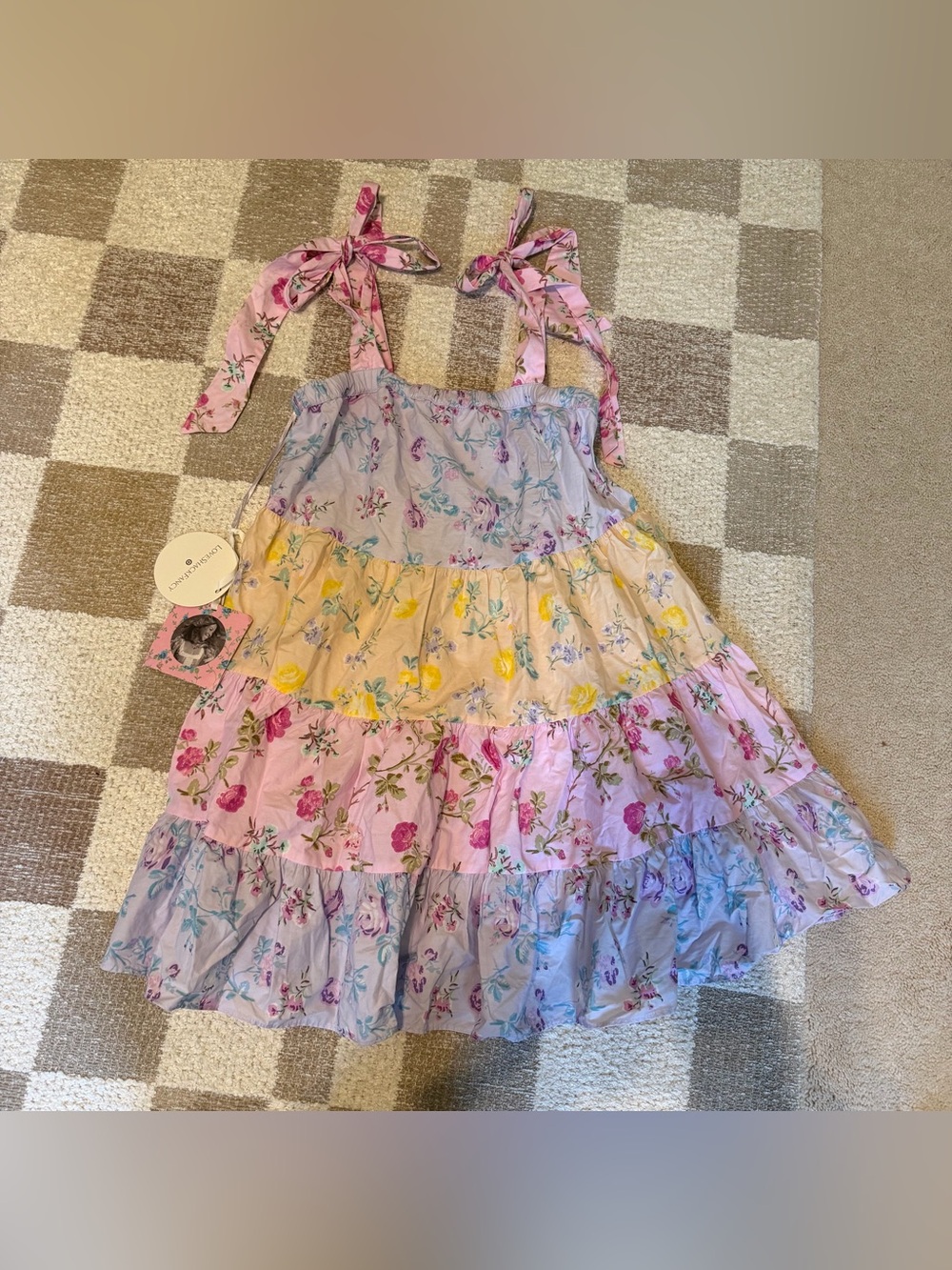 LoveShackFancy x Target Jeanne Tiered Tie Mini Dress Size Small